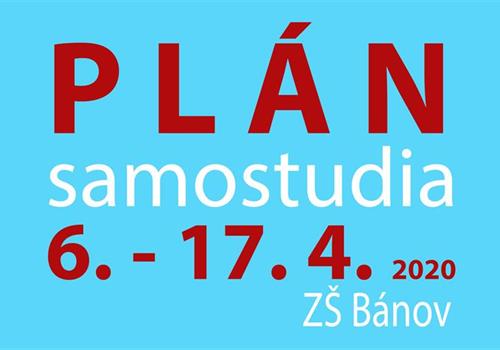 Plán samostudia pro žáky 6. - 17. dubna 2020 